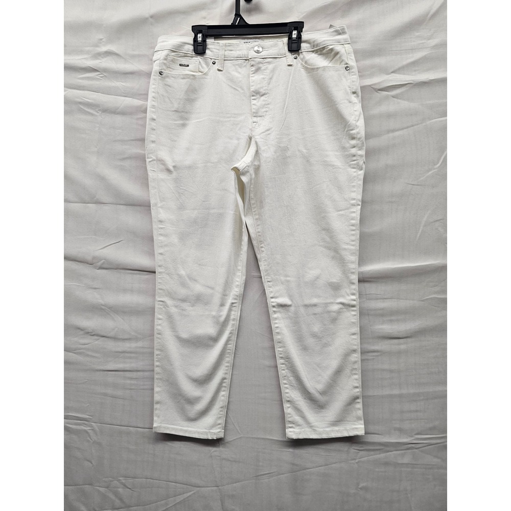 Nine West Gramercy Crop Jeans White Slim Fit Soft Touch Twill DNWB2217 Womens 12